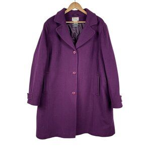 L.L. Bean Womens 100% Lambs Wool Purple Thinsulate Peacoat Sz 2X